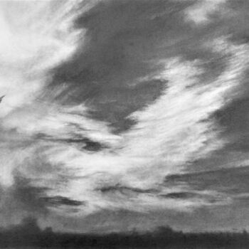 Drawing titled "Nuages" by Nina-Jeanne, Original Artwork, Conté