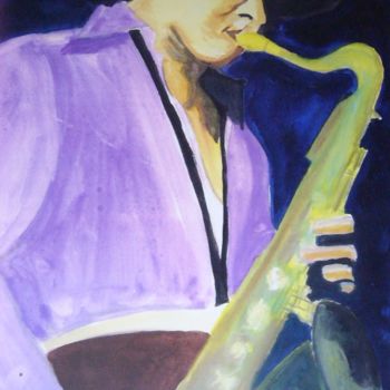 Painting titled "gato barbieri" by Fernando Millares Basadre, Original Artwork