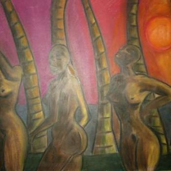 Painting titled "mujeres en la noche" by Fernando Millares Basadre, Original Artwork