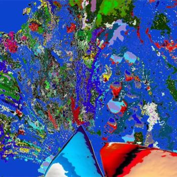 Digitale Kunst mit dem Titel "Surfing Boards" von Cris Orfescu, Original-Kunstwerk, Digitale Malerei