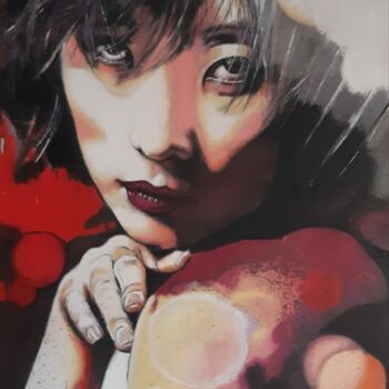 Painting titled "PASSION" by Nanou, Original Artwork, Acrylic Mounted on Wood Stretcher frame