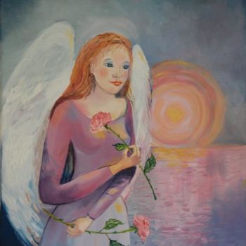 Painting titled "ange de l'ouest" by Nanou, Original Artwork, Oil