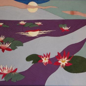 Peinture intitulée "lotus" par Nanou, Œuvre d'art originale, Huile