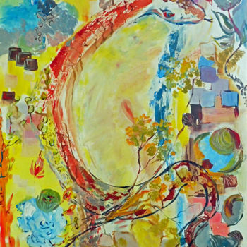 Painting titled "le serpent" by Nanou, Original Artwork, Oil