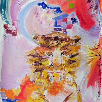 Painting titled "le tigre" by Nanou, Original Artwork, Oil