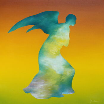 Картина под названием "Angel" - Naoko Paluszak, Подлинное произведение искусства, Масло Установлен на Деревянная рама для но…