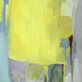 Painting titled "Urban Yellow" by Naoko Paluszak, Original Artwork, Acrylic Mounted on Wood Stretcher frame