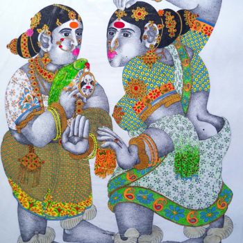 图画 标题为“gossip-2.jpg” 由Narahari Bhawandla, 原创艺术品, 墨