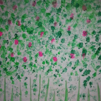 绘画 标题为“Field with rose flo…” 由Nara Sousa, 原创艺术品, 水粉