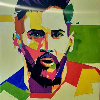Ζωγραφική με τίτλο "Messi (35x45cm, oil…" από Narek Jaghacpanyan, Αυθεντικά έργα τέχνης, Λάδι Τοποθετήθηκε στο Ξύλινο φορείο…