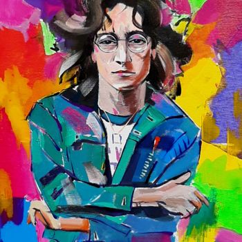 Картина под названием "John Lennon (35x45c…" - Narek Jaghacpanyan, Подлинное произведение искусства, Акрил Установлен на Дер…