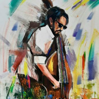 Pintura intitulada "Jazz-2 (40x50cm, oi…" por Narek Jaghacpanyan, Obras de arte originais, Óleo Montado em Armação em madeira
