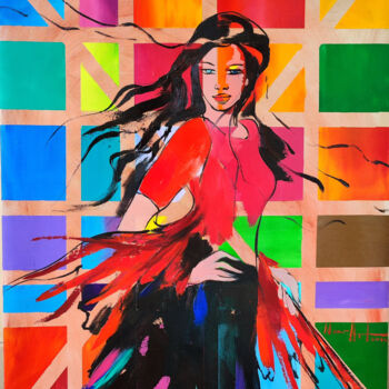 Painting titled "Music and dance (60…" by Narek Jaghacpanyan, Original Artwork, Oil Mounted on Wood Stretcher frame