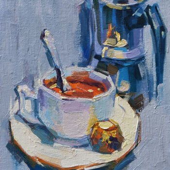 Pintura titulada "Coffee Break" por Narek, Obra de arte original, Oleo Montado en Bastidor de camilla de madera