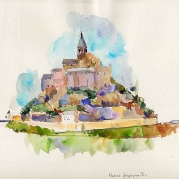 Pintura titulada "Mont-Saint-Michel,…" por Narine Grigoryan, Obra de arte original