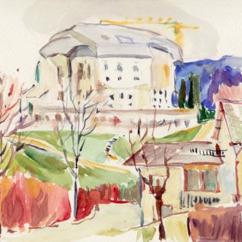 Pintura titulada "Goetheanum Dornach,…" por Narine Grigoryan, Obra de arte original