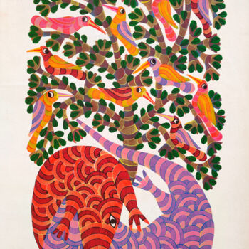 Ζωγραφική με τίτλο "Tree Of Life 2" από Narmada Prashad, Αυθεντικά έργα τέχνης, Ακρυλικό