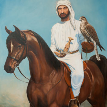 Картина под названием "Sheikh Zayed Bin Su…" - Vladimir Narykov, Подлинное произведение искусства, Масло