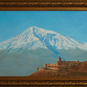 Painting titled "Вид на гору Арарат…" by Vladimir Narykov, Original Artwork, Oil