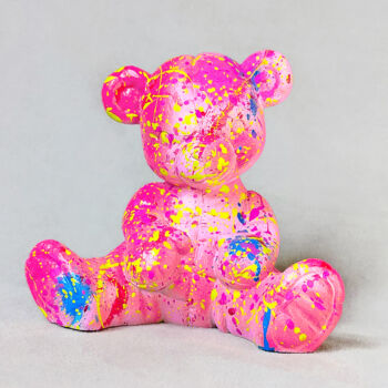 Sculpture titled "Abs Teddy Pink" by Na$H, Original Artwork, Acrylic