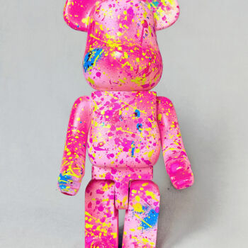 Sculpture intitulée "Abs Bear 400 Pink" par Na$H, Œuvre d'art originale, Acrylique