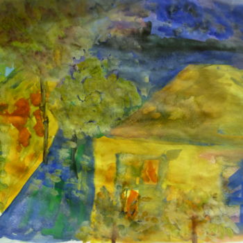 Pintura titulada "милый вид из окна м…" por Nastia, Obra de arte original, Gouache