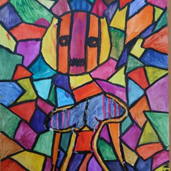 Painting titled "The Mosaic Lady" by Renessa, Original Artwork, Watercolor