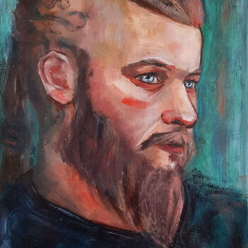 Painting titled ""Vikings  Lagnar Lo…" by Nastya Prairie, Original Artwork, Oil