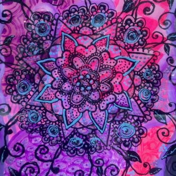 Painting titled "Sahasrara chakra" by Anastasiia Vodiasova, Original Artwork, Acrylic