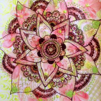 Painting titled "Spring mandala" by Anastasiia Vodiasova, Original Artwork, Acrylic