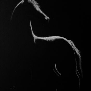 Painting titled "horse b" by Nasy Zachou, Original Artwork, Pastel