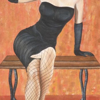 Painting titled "femme sur un banc" by Natef, Original Artwork, Oil