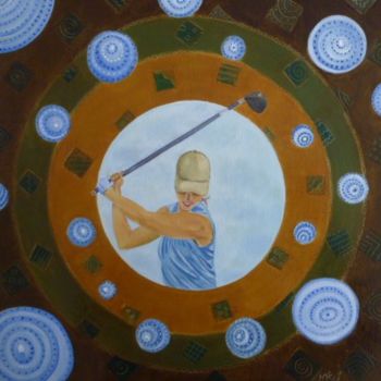 Peinture intitulée "golfeuse" par Natef, Œuvre d'art originale, Huile