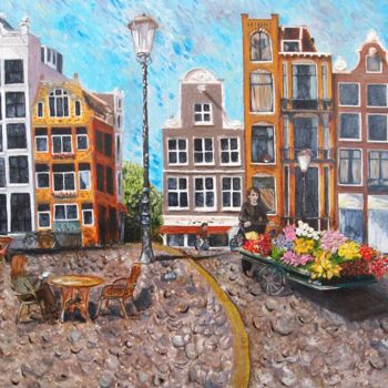 Painting titled "Morning Amsterdam" by Ginger, Original Artwork, Oil