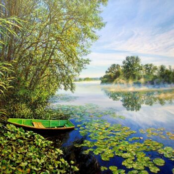 Картина под названием "Летний пейзаж 2" - Nata Go, Подлинное произведение искусства, Масло Установлен на Деревянная рама для…