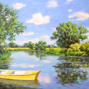 Картина под названием "Летний пейзаж 7" - Nata Go, Подлинное произведение искусства, Масло Установлен на Деревянная рама для…