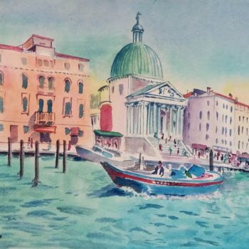 Картина под названием "Church in Venice No…" - Наталья Каволина, Подлинное произведение искусства, Акварель