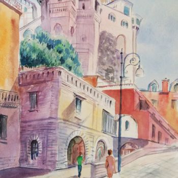 Painting titled "Street of Sorrento" by Natalia Kavolina, Original Artwork, Watercolor