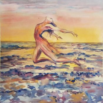 Painting titled "Sea. Dance. No. 3" by Natalia Kavolina, Original Artwork, Watercolor