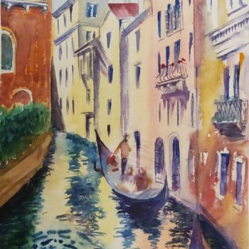 Painting titled "Venice. Canal. No. 5" by Natalia Kavolina, Original Artwork, Watercolor