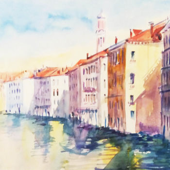 Pintura intitulada "Venice. Houses and…" por Natalia Kavolina, Obras de arte originais, Aquarela