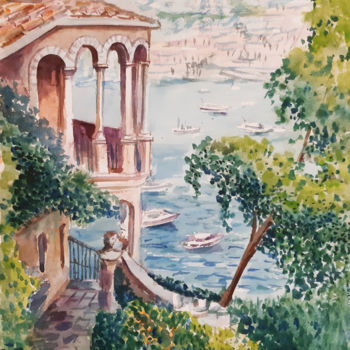 Painting titled "South Italy. Terrac…" by Natalia Kavolina, Original Artwork, Watercolor