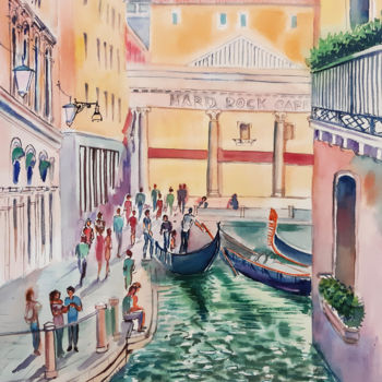 Painting titled "Venice. View of the…" by Natalia Kavolina, Original Artwork, Watercolor