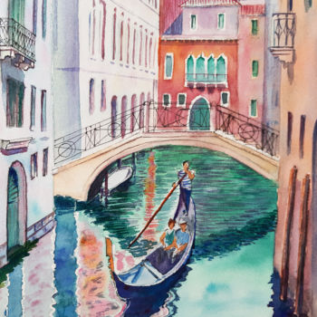 Картина под названием "Venice. Houses and…" - Наталья Каволина, Подлинное произведение искусства, Акварель