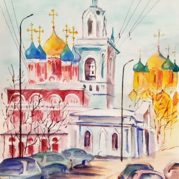 Schilderij getiteld "Moscow. Varvarka St…" door Natalia Kavolina, Origineel Kunstwerk, Aquarel