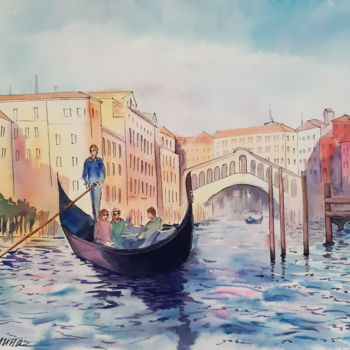 Картина под названием "Venice. Grand canal…" - Наталья Каволина, Подлинное произведение искусства, Акварель