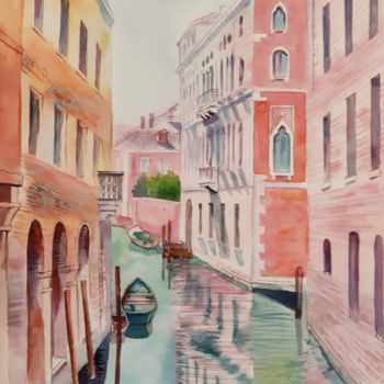 Painting titled "A110. Venice. Canal…" by Natalia Kavolina, Original Artwork, Watercolor