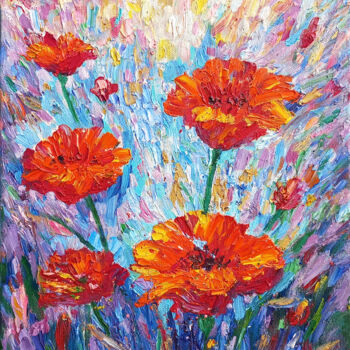 Painting titled "D3. Poppies" by Natalia Kavolina, Original Artwork, Oil