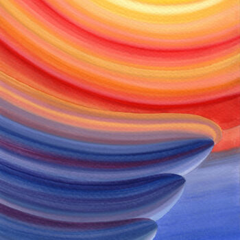 Pittura intitolato "Sun. Sea. Wave. Abs…" da Nata Korpusova, Opera d'arte originale, Acquarello