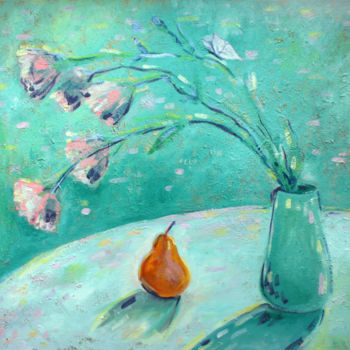 Painting titled "still life Pink flo…" by Natasha Ledeneva, Original Artwork, Oil